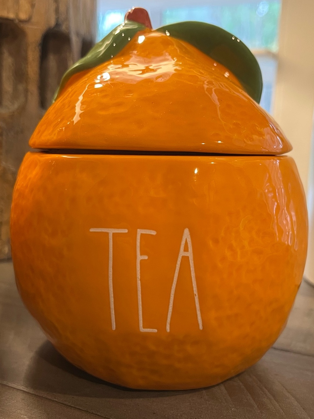 Rae Dunn Orange Ceramic Tea Canister with Sealing Lid